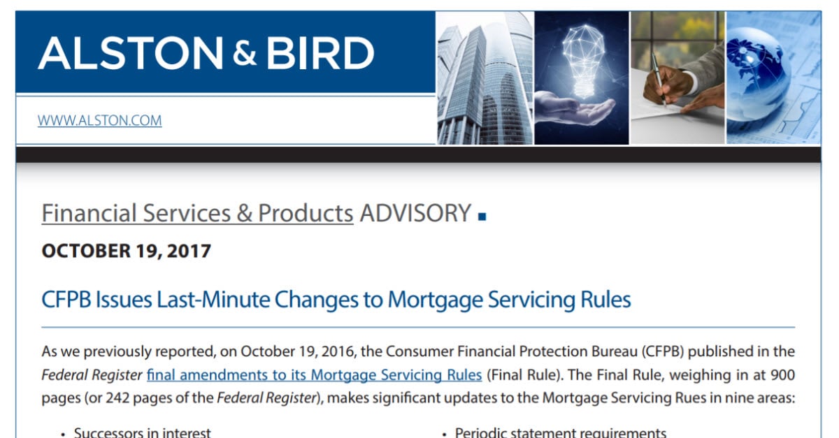 Financial Services & Products Advisory: CFPB Issues Last-Minute Changes ...