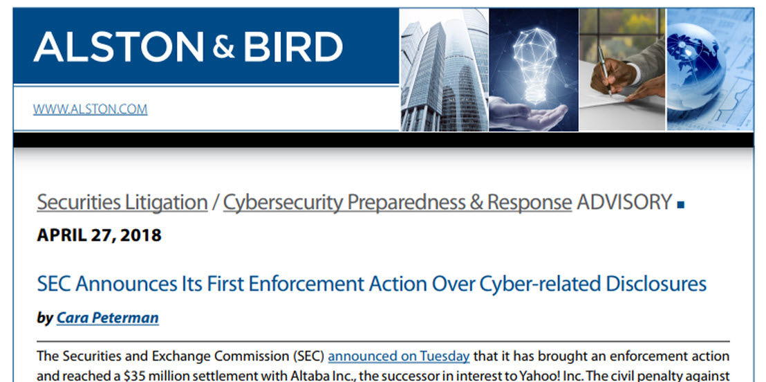 Securities Litigation / Cybersecurity Preparedness & Response Advisory ...